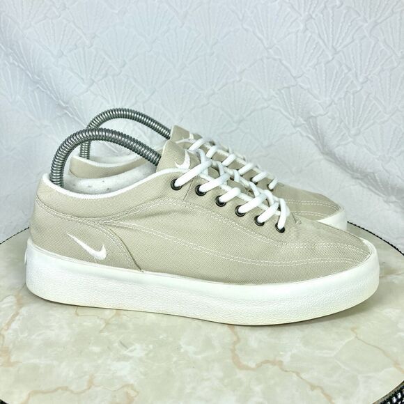 Nike Sneakers Womens 7.5 Beige Canvas Vintage Platform Lace Up Comfort Shoes - Picture 2 of 13